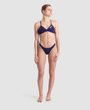 Women's Team Swim Top Tie Back Solid Navy - White