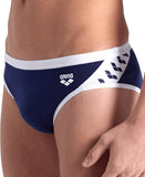Men's Icons Swim Brief Solid Navy-White