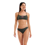 Women's Bikini Bandeau Solid Dark Sage - Shocking Pink