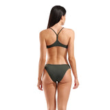 Women's Bikini Bandeau Solid Dark Sage - Shocking Pink