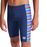 Boy's Racing Stripe Swim Jammer Navy-Navy Multi