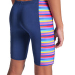 Boy's Racing Stripe Swim Jammer Navy-Navy Multi