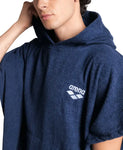 Hooded Poncho Navy-White