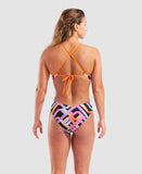 Women's Texture Swimsuit Tie Back Multi-Black- Orange