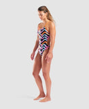 Women's Texture Swimsuit Tie Back Multi-Black- Orange