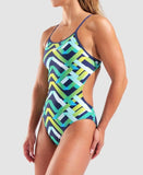 Women's Texture Swimsuit Tie Back Multi-Navy - Navy