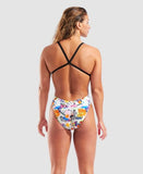 Women's Collage Swimsuit Xcriss Cross White-Multi-Black