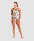 Women's Collage Swimsuit Xcriss Cross White-Multi-Black