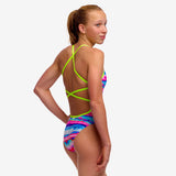 Girls Strapped In One Piece Colour Cutaway
