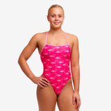 Women's Strapped In One Piece Flamingo Go Gos