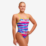 Women's Strapped In One Piece Colour Cutaway