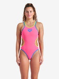Women's One Double Cross Back One Piece Pink-Blue River