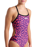 Women's Printed Challenge Back leopard skin black-fuchsia