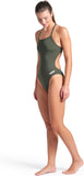 Women's Arena Team Swimsuit Challenge Solid Dark Sage/White