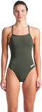 Women's Arena Team Swimsuit Challenge Solid Dark Sage/White