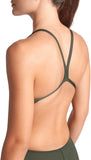 Women's Arena Team Swimsuit Challenge Solid Dark Sage/White