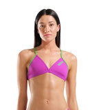 Women's Team Swim Top Tie Back Solid Very Fuschia - Team Green