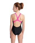 Girls' Prism Swimsuit V Back Graphic Black-Freak Rose