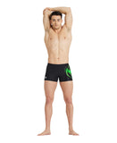 Men's Swim Short Placement Black-Soft Green