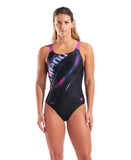 Arena Women's Placement Swim Pro Back Black - Multi -Very Fuschia