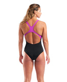 Arena Women's Placement Swim Pro Back Black - Multi -Very Fuschia