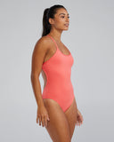 Women's Crosscut Tie Back Swimsuit Solid coral