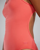 Women's Crosscut Tie Back Swimsuit Solid coral