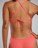 Women's Crosscut Tie Back Swimsuit Solid coral