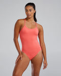 Women's Crosscut Tie Back Swimsuit Solid coral