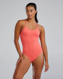 Women's Crosscut Tie Back Swimsuit Solid coral