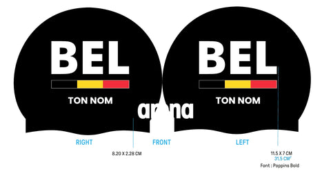 Moulded Silicone Cap Belgium with Name Black