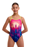 Girls Single Strap One Piece Skyline Dive