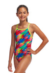 Girls Diamond Back One Piece Stroked