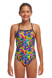 Girls Strapped In One Piece Colour Funk