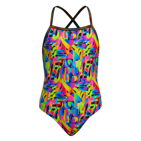 Girls Strapped In One Piece Colour Funk