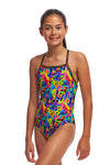 Girls Strapped In One Piece Colour Funk