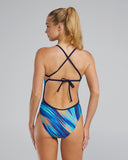 Women's Crosscut Tie Back Swimsuit Riptidal teal/org