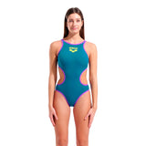 Arena Femme One Maillot de Bain Laser Lights Print Noir - Multi