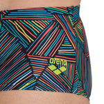 Overzicht herenzwemshort met lage taille, zwart-multi