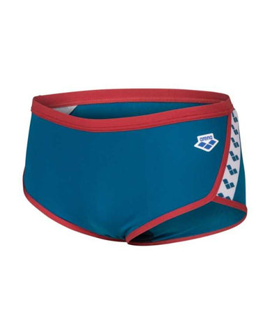 Heren Icons Swim lage taille blauw-Cosmo-rood