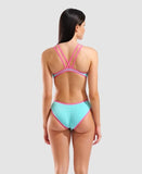 Women's One Double Cross Back One Piece Water / Shocking Pink