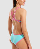 Women's One Double Cross Back One Piece Water / Shocking Pink