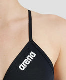 Women's Team Swim Top Tie Back Solid black-white
