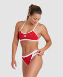 Women's Icons Bikini Cross Back Solid Red - White