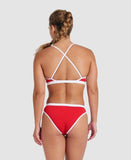 Women's Icons Bikini Cross Back Solid Red - White