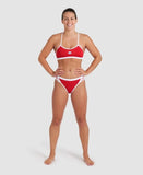 Women's Icons Bikini Cross Back Solid Red - White