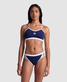 Women's Icons Bikini Cross Back Solid Navy - White