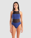 Arena Women's Mesh Panels Swimsuit Vent Back Navy
