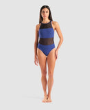 Arena Women's Mesh Panels Swimsuit Vent Back Navy