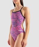 Women's Swimsuit Challenge Back Snakeskin Black/Pink/Multi